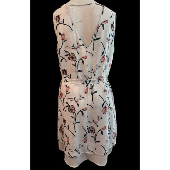 DR2 Medium Floral Sleeveless Pleated Lined Belted Dress Shift Sheath Rainn NWT - Picture 4 of 7